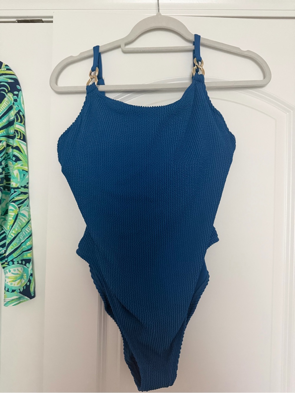 Lily Pultizer Blue Textured One-Piece Swimsuit